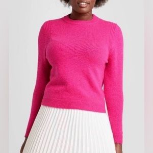 (NWOT) A New Day Hot Pink Knit Top w/ Ribbed Trim, Shoulder Detail, Size Medium